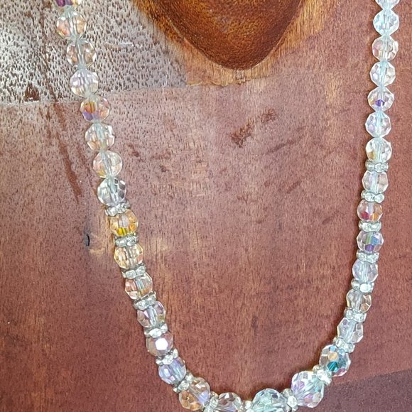 Vintage Crystal Necklace with Rhinestone Rondells Newly Cleaned & Restrung - Picture 3 of 5